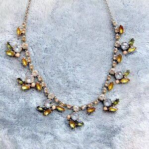 Vtg Goldtone Crystal Jeweled Choker Statement Necklace Rhinestone Toggle Closure